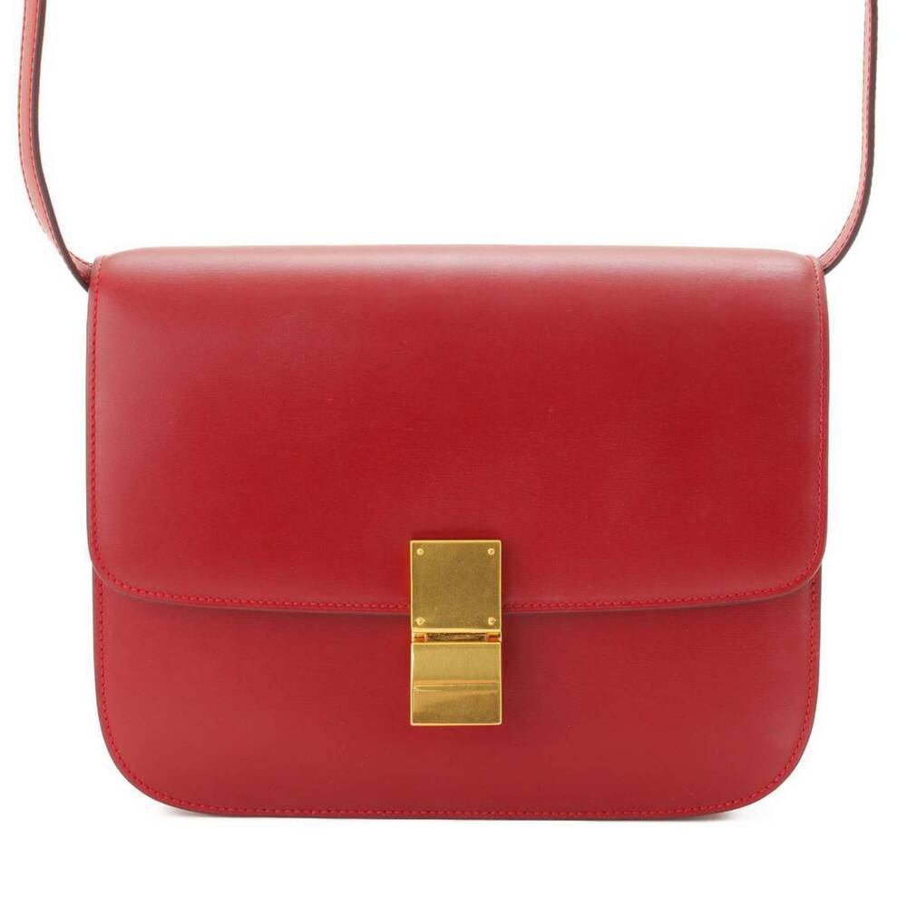 Celine Box Bag smooth calfskin leather Red